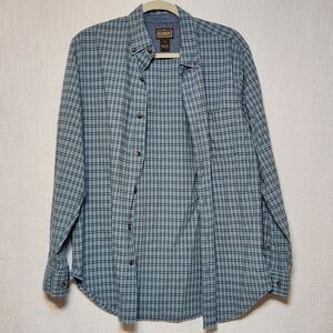 Schmidt Blue Plaid Long Sleeve Button Down Mens Medium Cotton
